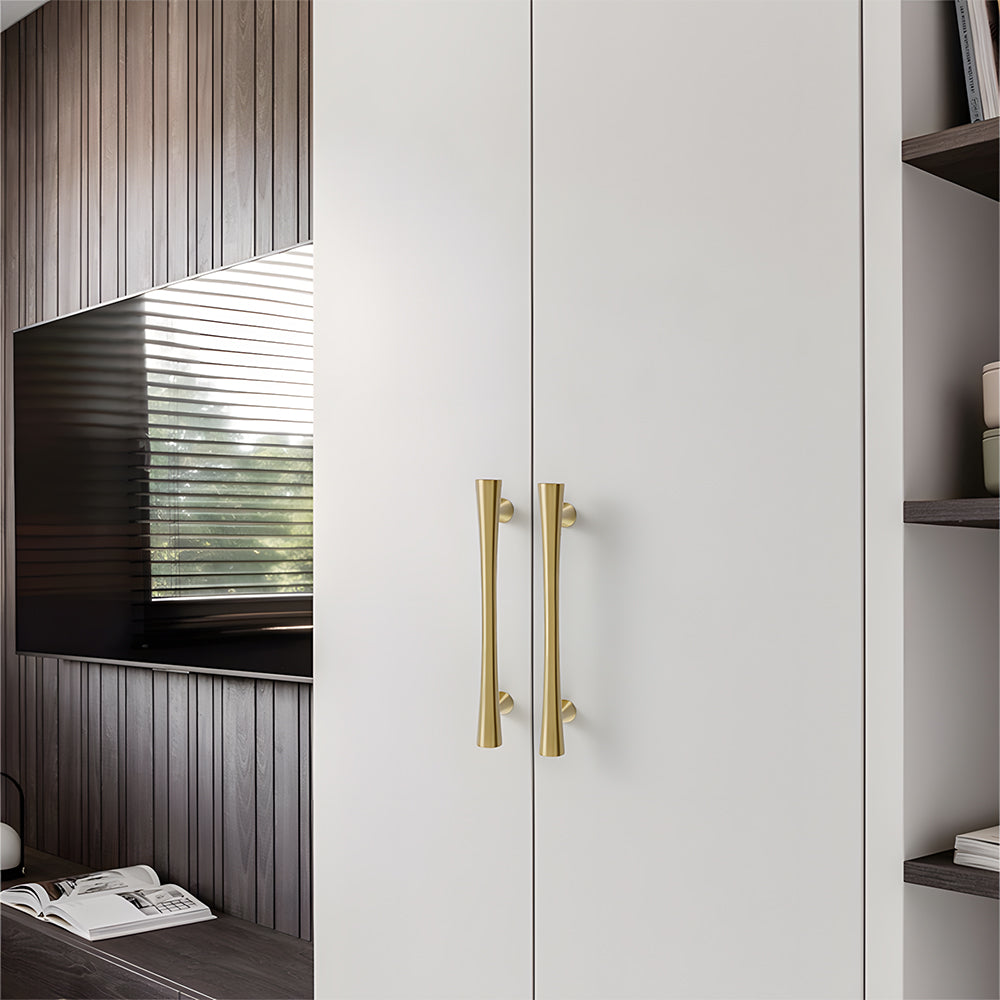 Comforsyco Gold Curved Cabinet Handles, Zinc Alloy T-Bar Pulls