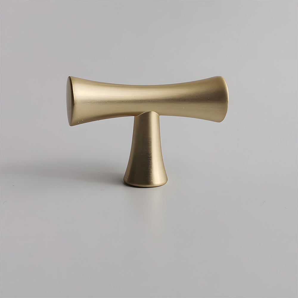 Comforsyco Gold Curved Cabinet Handles, Zinc Alloy T-Bar Pulls