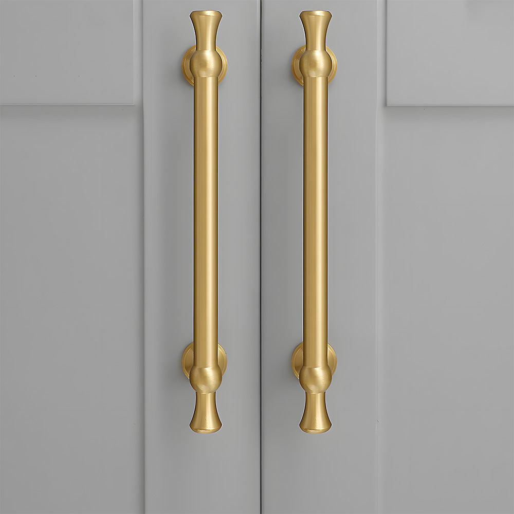 Comforsyco Gold-Finish Turned Brass Cabinet Handles and Knobs for Wardrobes