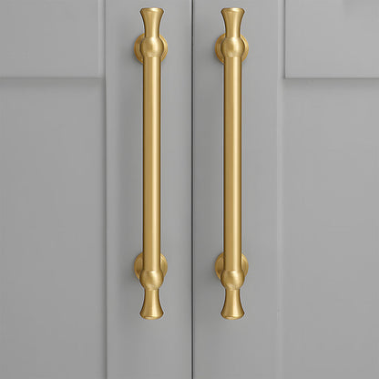 Comforsyco Gold-Finish Turned Brass Cabinet Handles and Knobs for Wardrobes