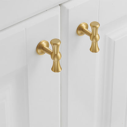 Comforsyco Gold-Finish Turned Brass Cabinet Handles and Knobs for Wardrobes
