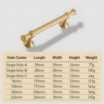 Comforsyco Gold-Finish Turned Brass Cabinet Handles and Knobs for Wardrobes
