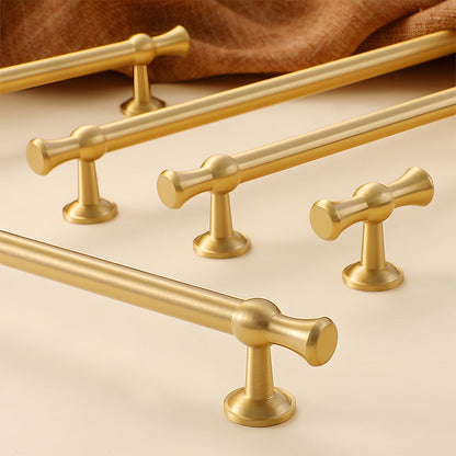 Comforsyco Gold-Finish Turned Brass Cabinet Handles and Knobs for Wardrobes