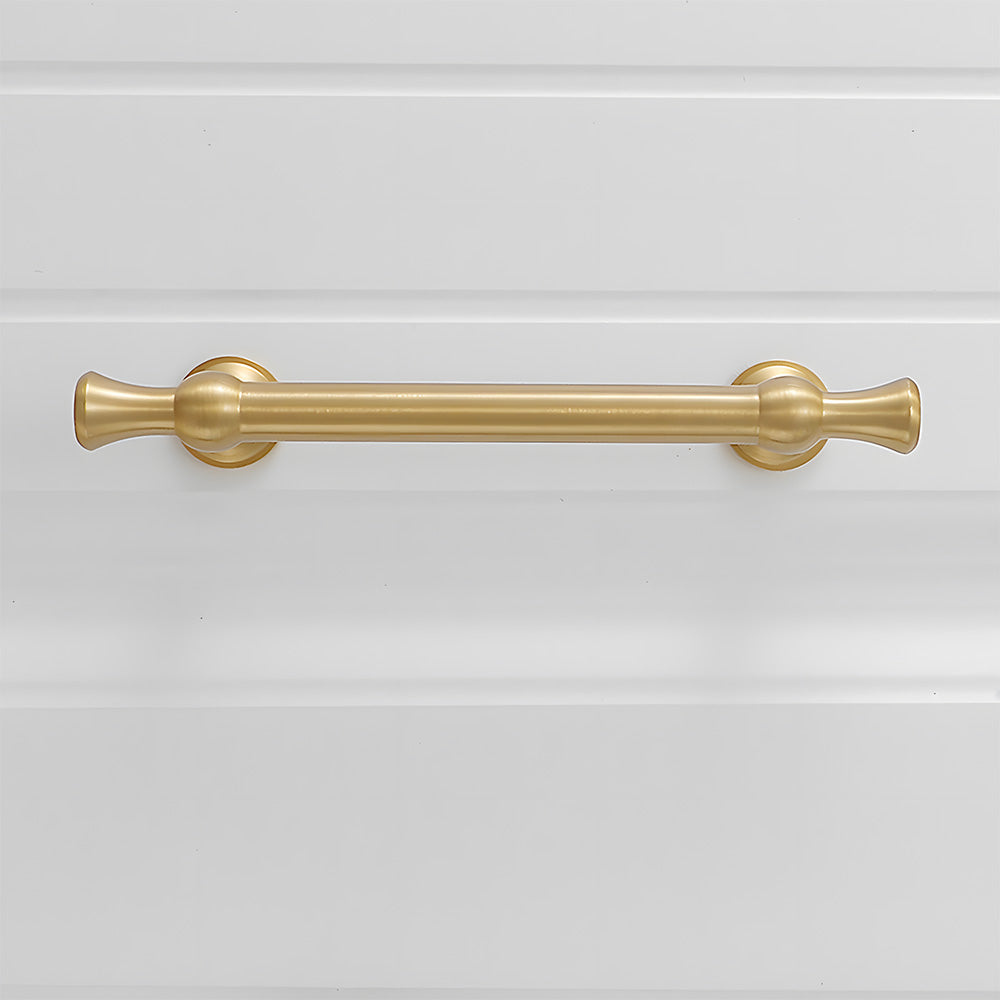 Comforsyco Gold-Finish Turned Brass Cabinet Handles and Knobs for Wardrobes