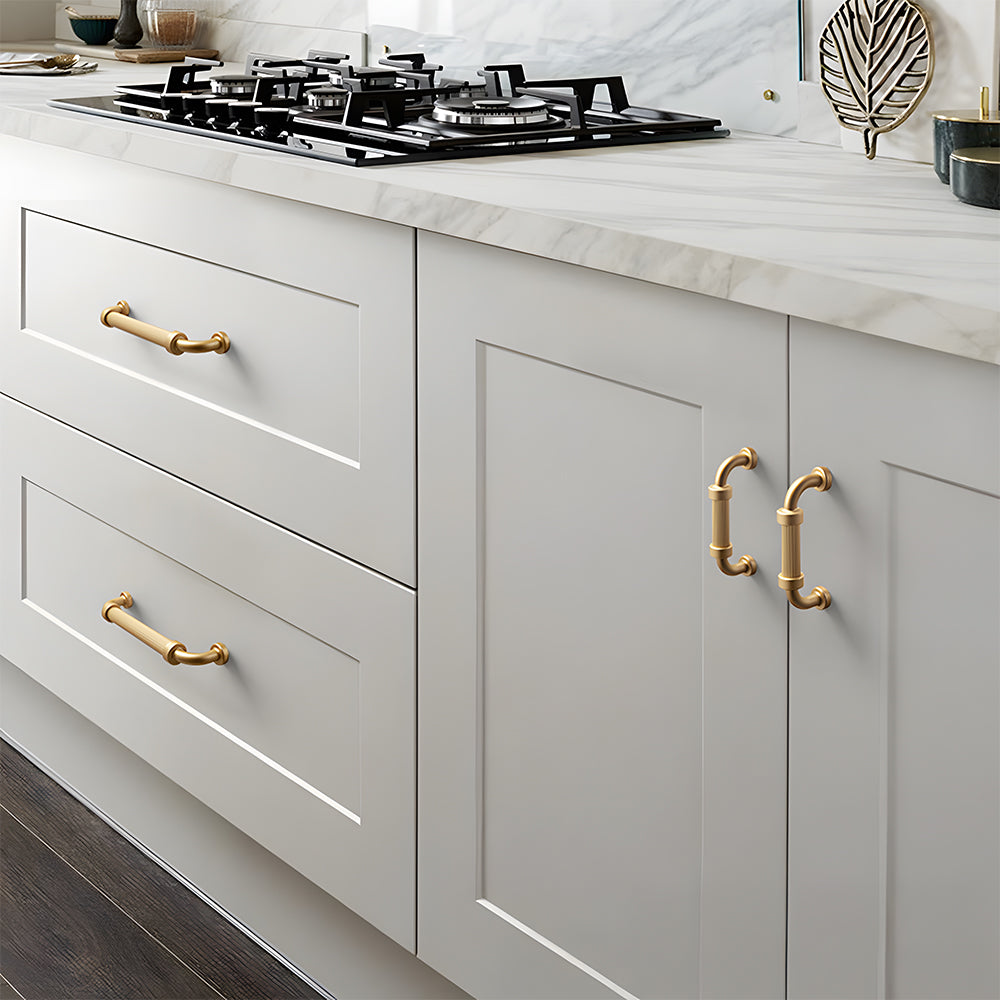 Comforsyco Gold French Stripe Cabinet Pulls and Drawer Handles