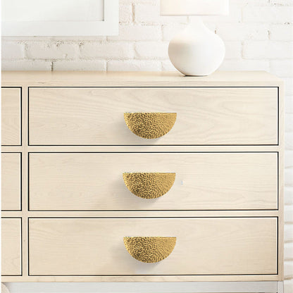 Comforsyco Gold Half Moon Cabinet Pulls, Solid Brass Drawer Handles