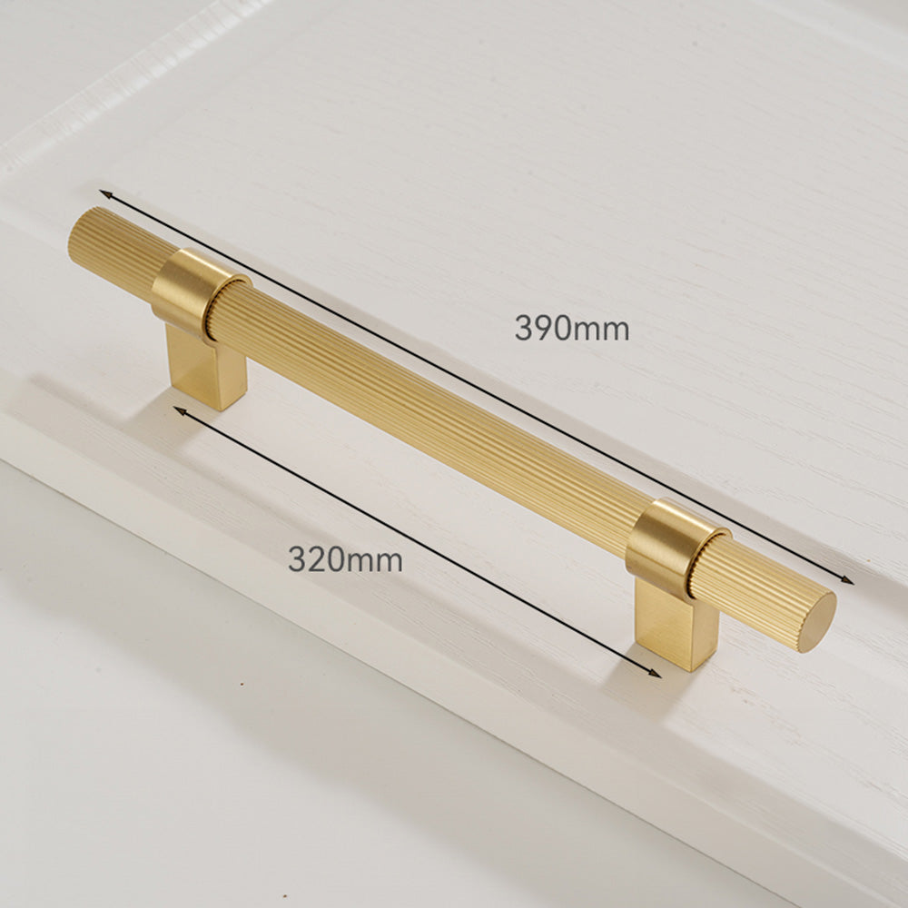 Comforsyco Gold Knurled Solid Brass Round Bar Cabinet Pulls with T-Bar Knob Option