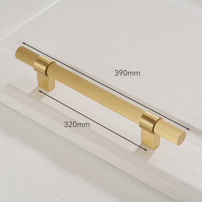 Comforsyco Gold Knurled Solid Brass Round Bar Cabinet Pulls with T-Bar Knob Option