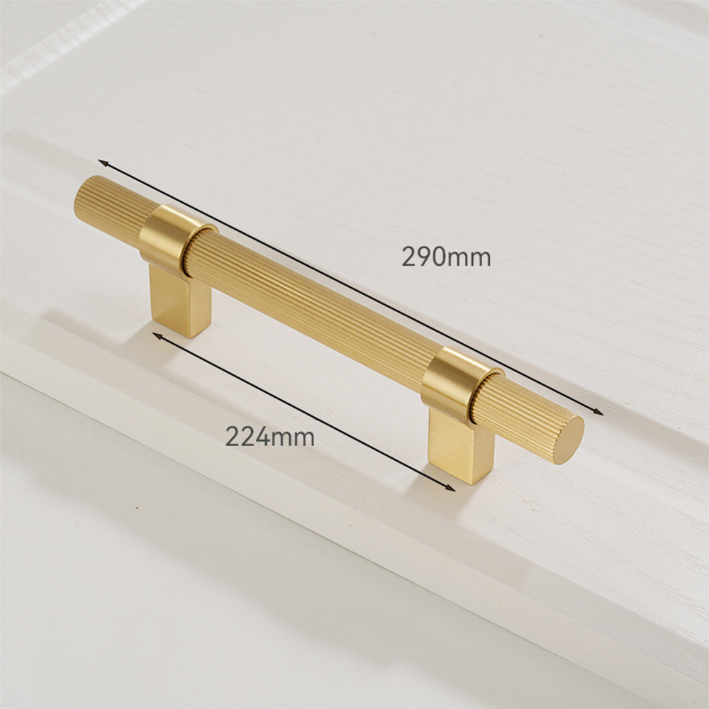 Comforsyco Gold Knurled Solid Brass Round Bar Cabinet Pulls with T-Bar Knob Option