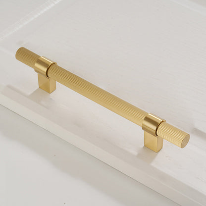 Comforsyco Gold Knurled Solid Brass Round Bar Cabinet Pulls with T-Bar Knob Option