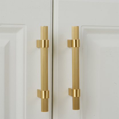 Comforsyco Gold Knurled Solid Brass Round Bar Cabinet Pulls with T-Bar Knob Option