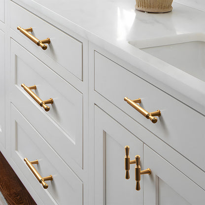 Comforsyco Gold Round Bar Cabinet Pulls and Drawer Handles