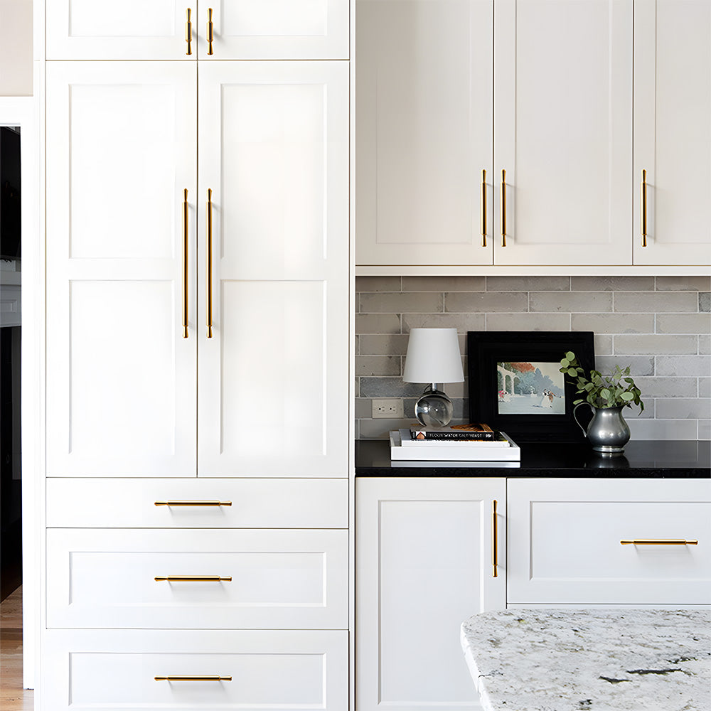 Comforsyco Gold Round Bar Cabinet Pulls and Drawer Handles