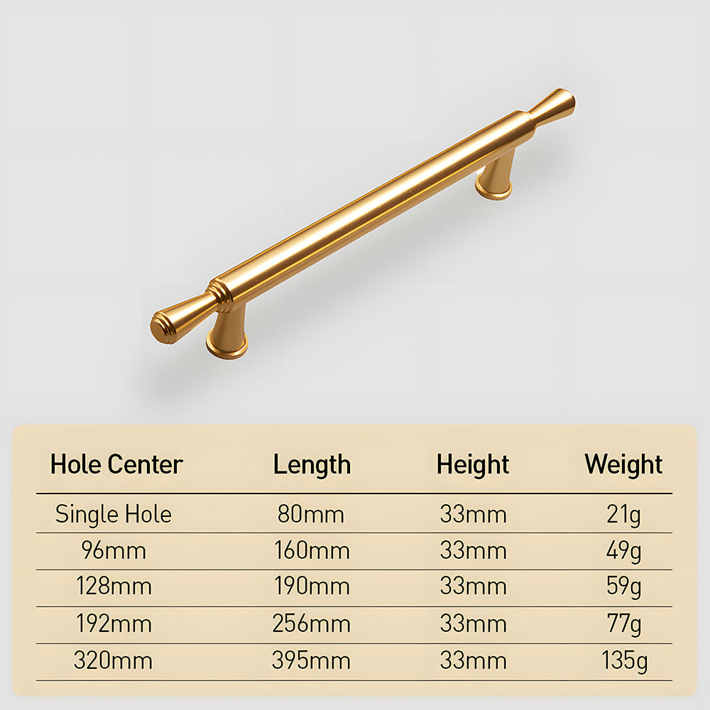 Comforsyco Gold Round Bar Cabinet Pulls and Drawer Handles