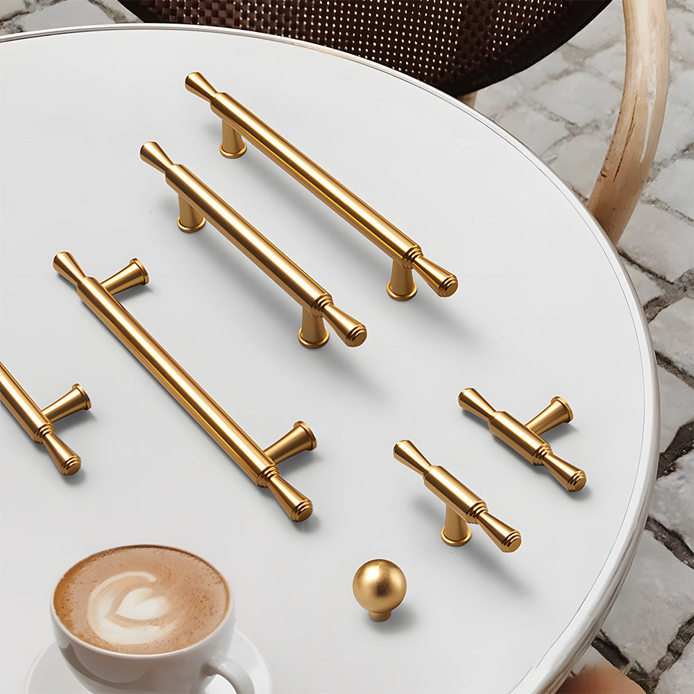 Comforsyco Gold Round Bar Cabinet Pulls and Drawer Handles
