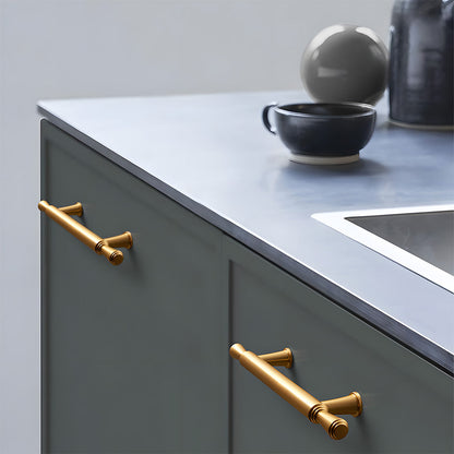 Comforsyco Gold Round Bar Cabinet Pulls and Drawer Handles
