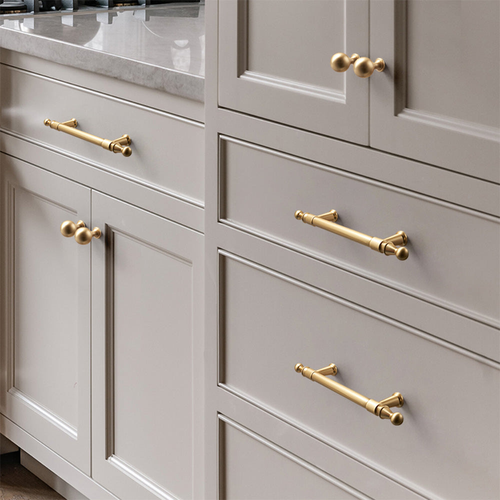 Comforsyco Gold Round Bar Cabinet Pulls and Knobs, Zinc Alloy