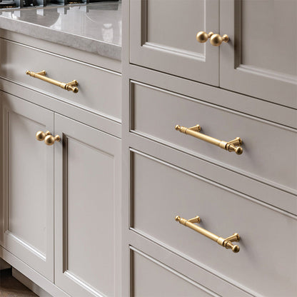 Comforsyco Gold Round Bar Cabinet Pulls and Knobs, Zinc Alloy