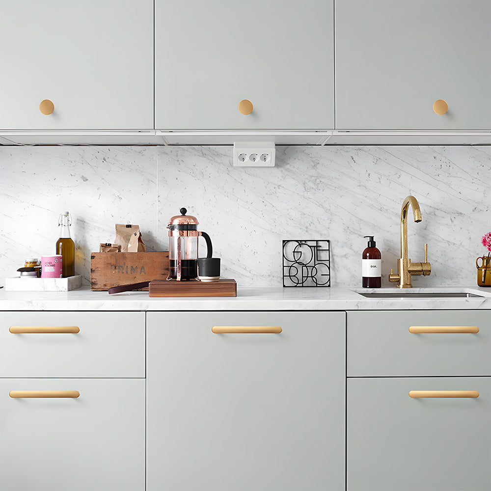 Comforsyco Gold Round Bar Cabinet Pulls and Knobs for Wardrobes