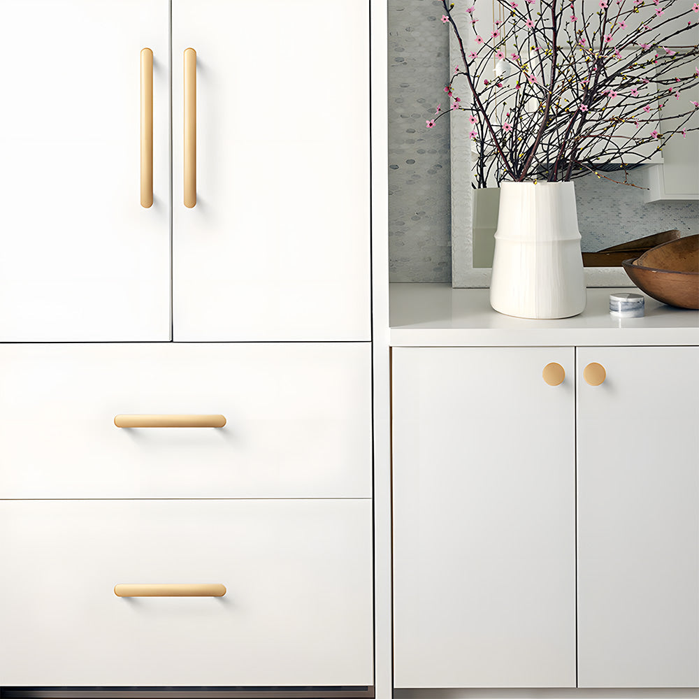 Comforsyco Gold Round Bar Cabinet Pulls and Knobs for Wardrobes