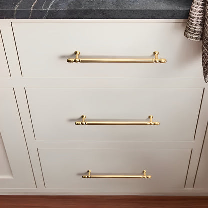 Comforsyco Gold Round Bar Cabinet Pulls and Matching Knobs