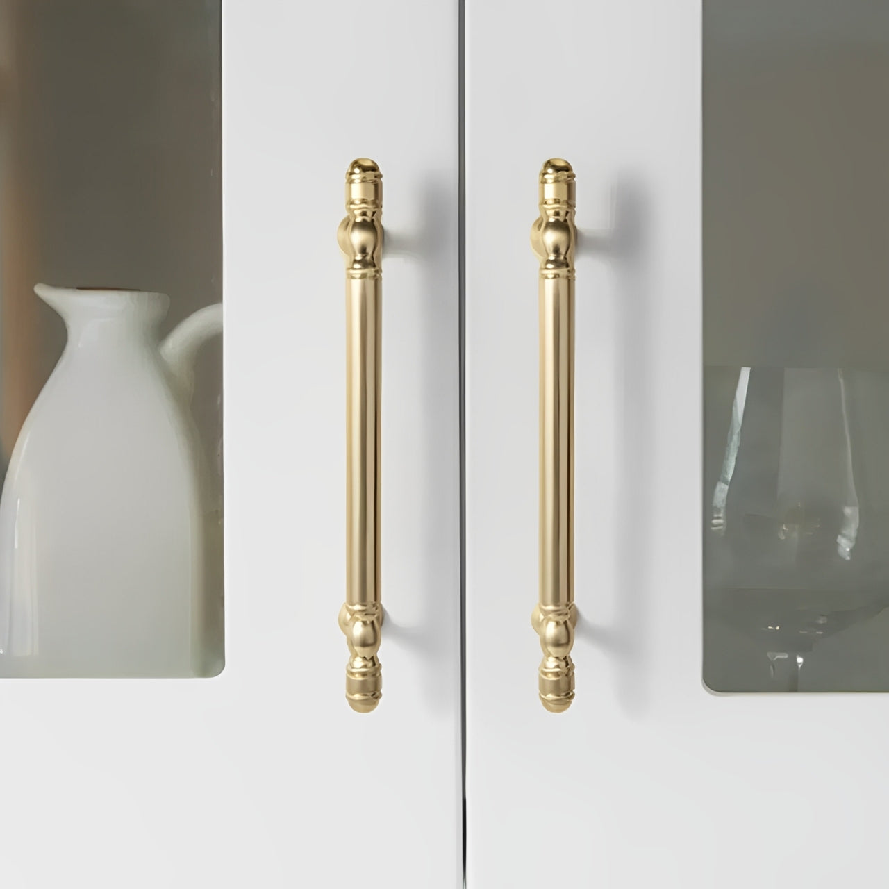 Comforsyco Gold Round Bar Cabinet Pulls and Matching Knobs