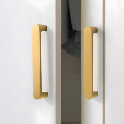 Comforsyco Gold Solid Brass Cabinet Handles, Square Bar Pulls