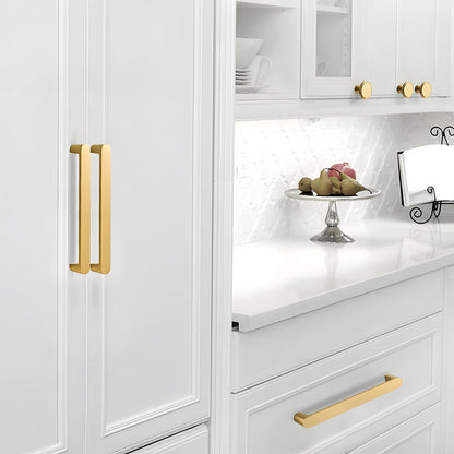 Comforsyco Gold Solid Brass Cabinet Handles, Square Bar Pulls