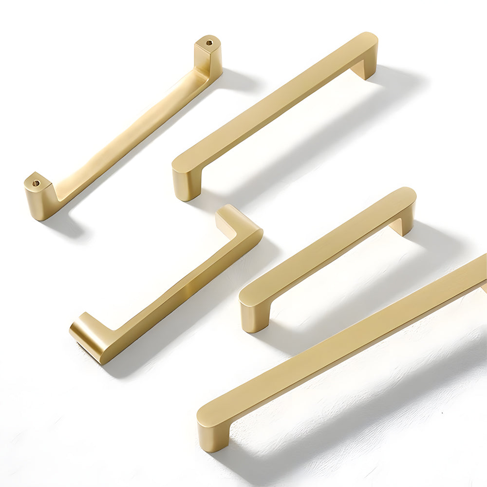 Comforsyco Gold Solid Brass Cabinet Handles, Square Bar Pulls