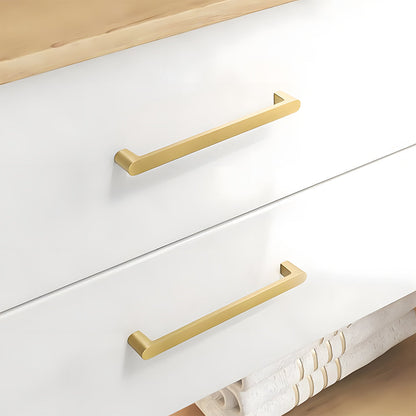 Comforsyco Gold Solid Brass Cabinet Handles, Square Bar Pulls