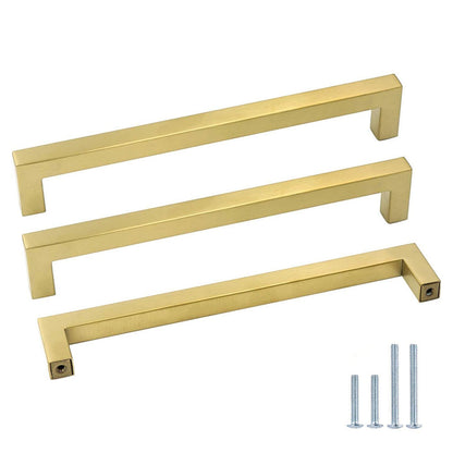 Comforsyco Gold Square Brushed Brass Kitchen Handles