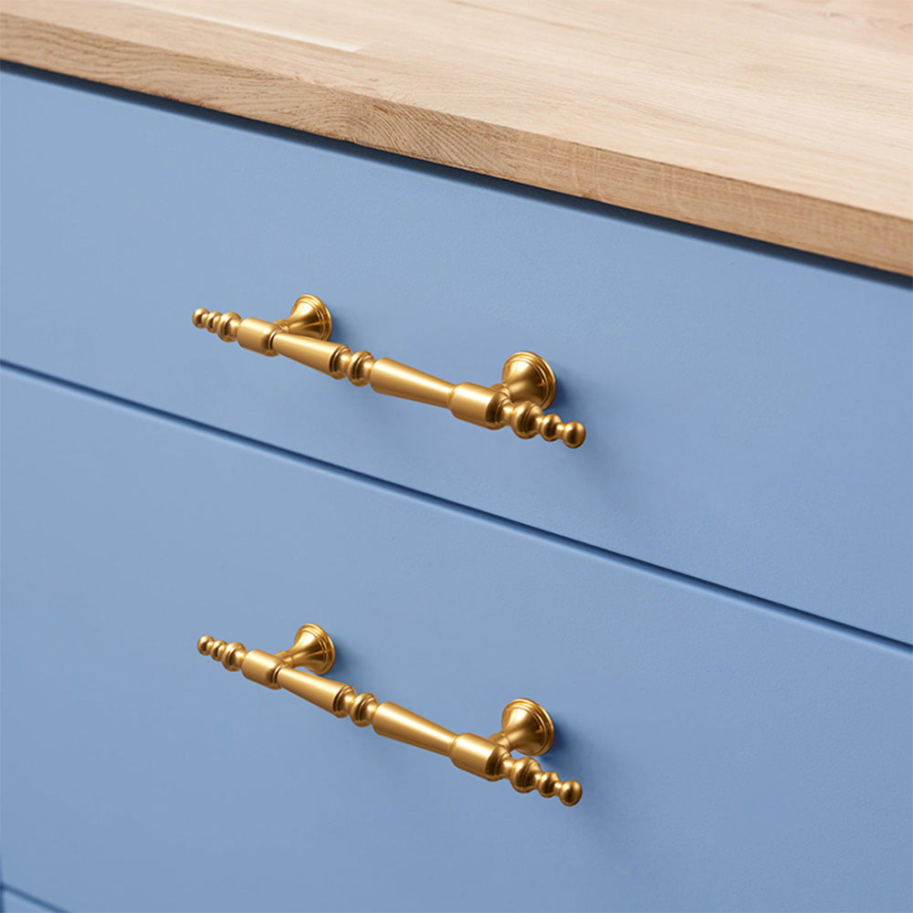 Comforsyco Gold Turned Bar Cabinet Handles and Drawer Pulls