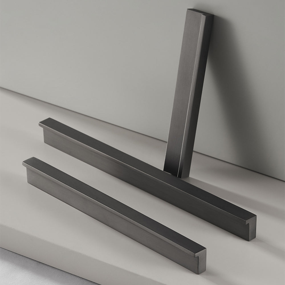 Comforsyco Grey Square Bar Cabinet Pulls, Solid Brass Drawer Handles