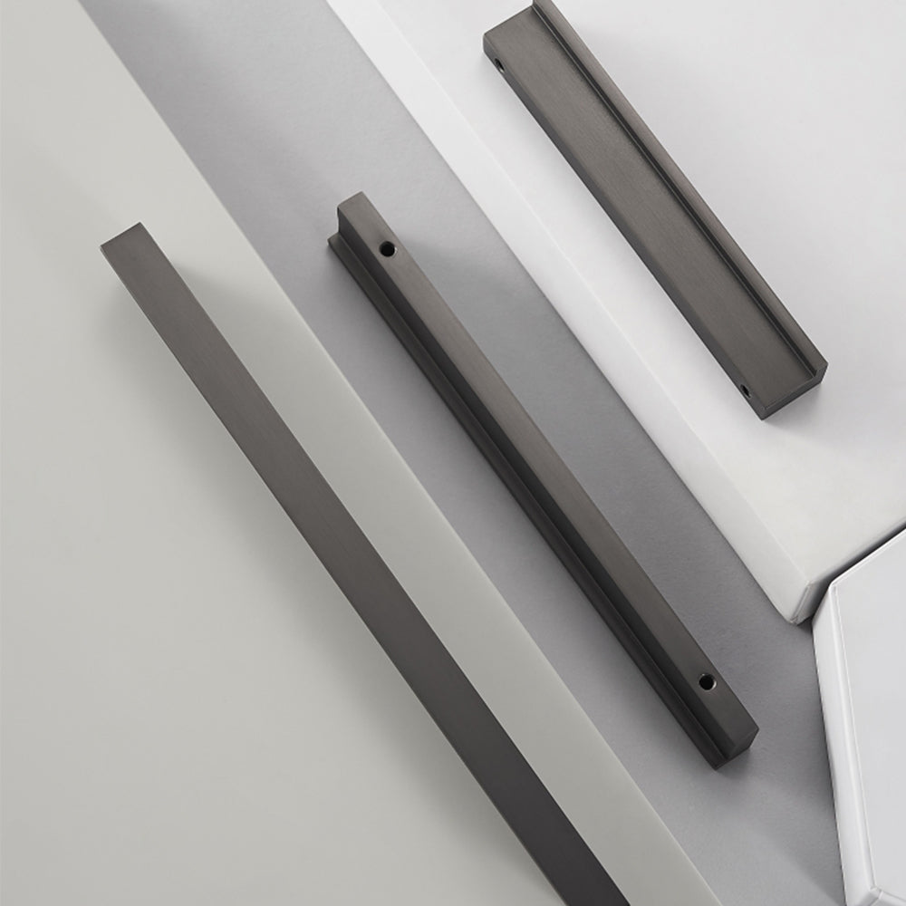 Comforsyco Grey Square Bar Cabinet Pulls, Solid Brass Drawer Handles