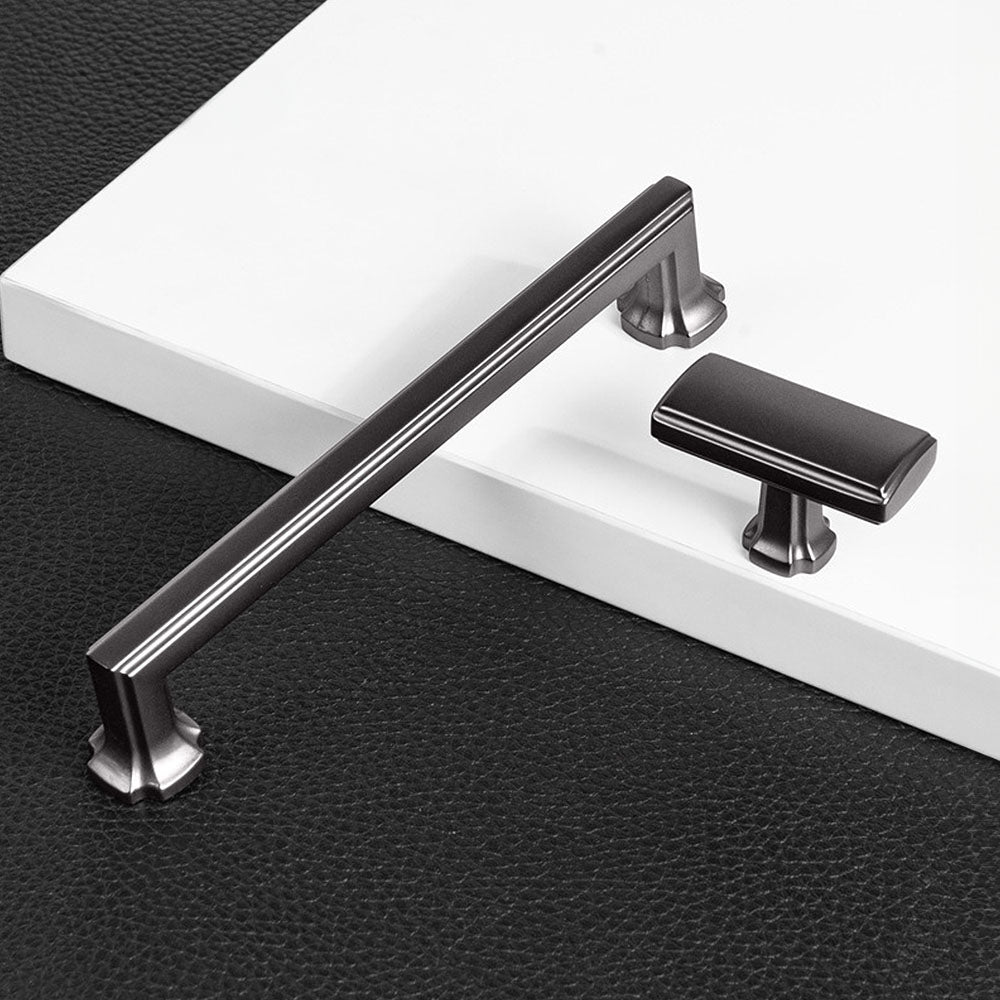 Comforsyco Grooved Black Gray Cabinet Handles and Knobs
