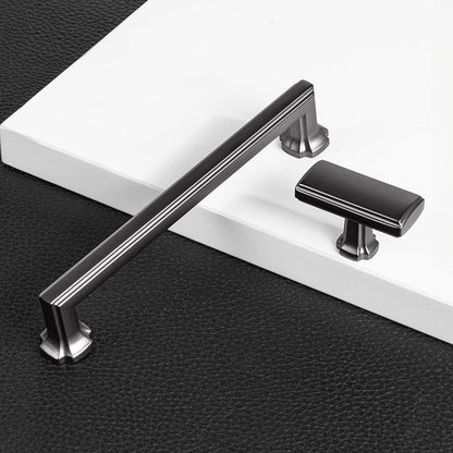 Comforsyco Grooved Black Gray Cabinet Handles and Knobs
