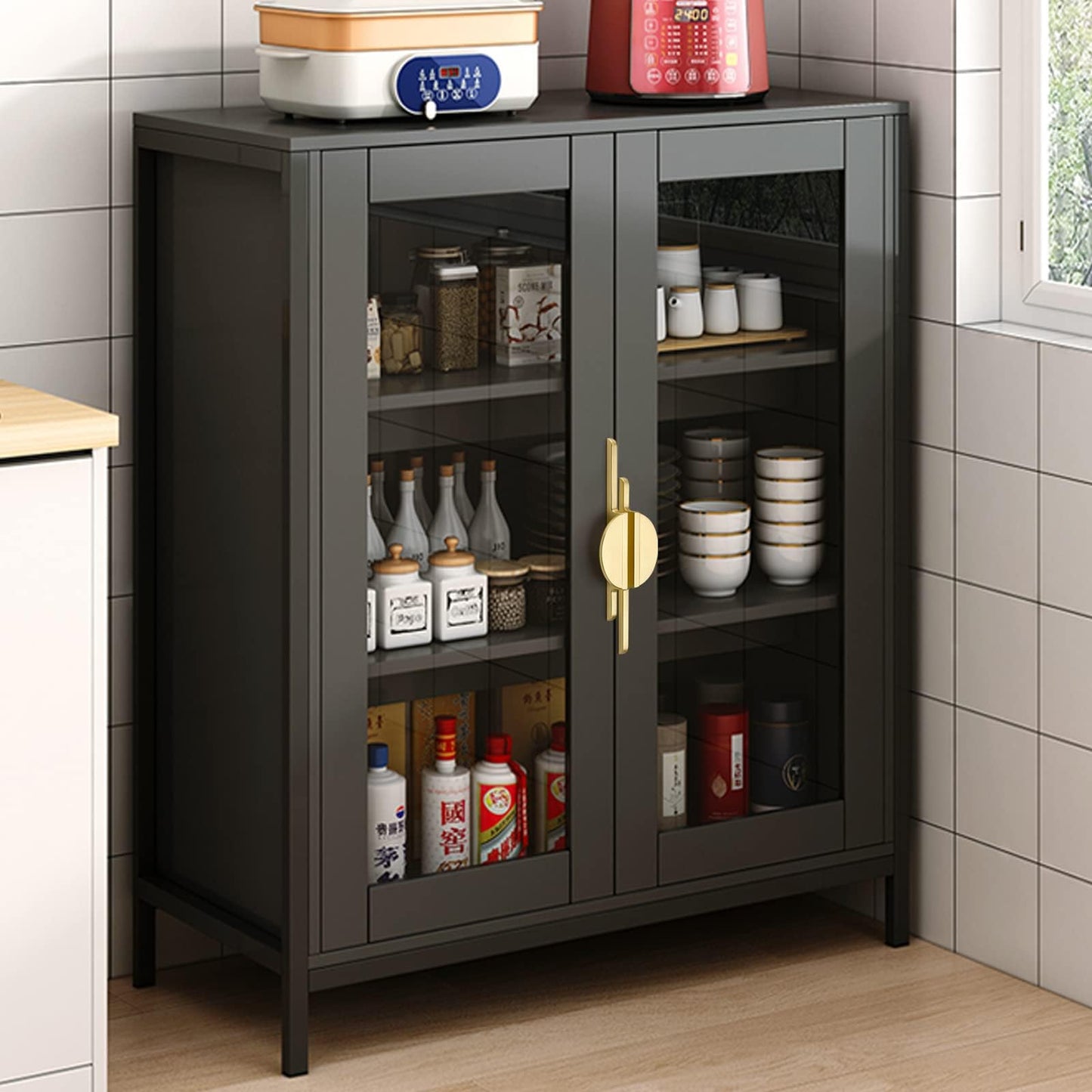 Comforsyco Half Moon Cabinet Pulls, Zinc Alloy Drawer Handles with Extended Bar