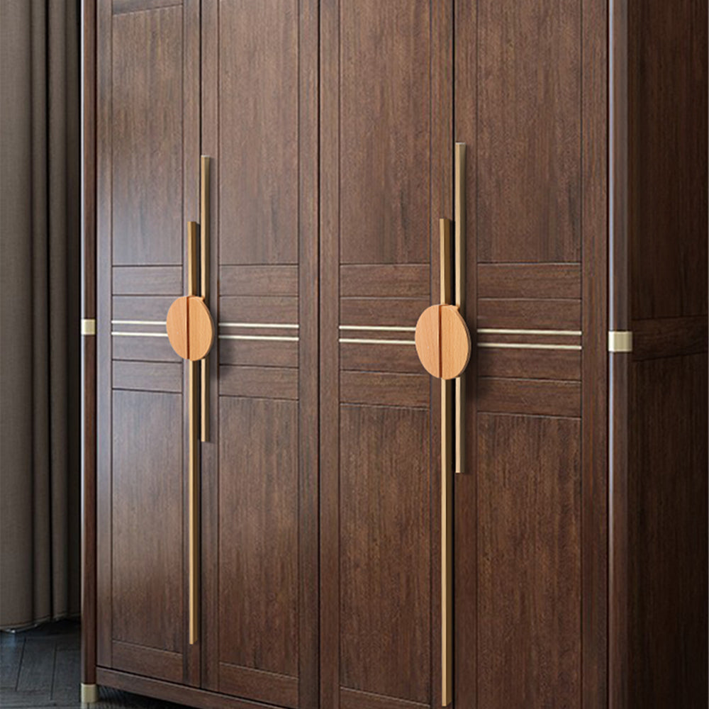 Comforsyco Half Moon Wood Cabinet Pulls with Brass Bar for Wardrobes
