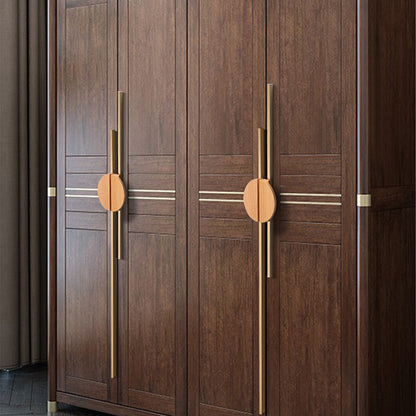 Comforsyco Half Moon Wood Cabinet Pulls with Brass Bar for Wardrobes