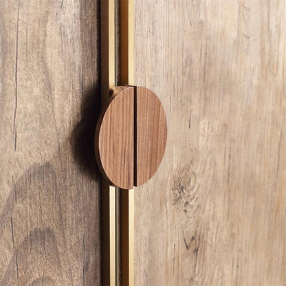Comforsyco Half Moon Wood Cabinet Pulls with Brass Bar for Wardrobes