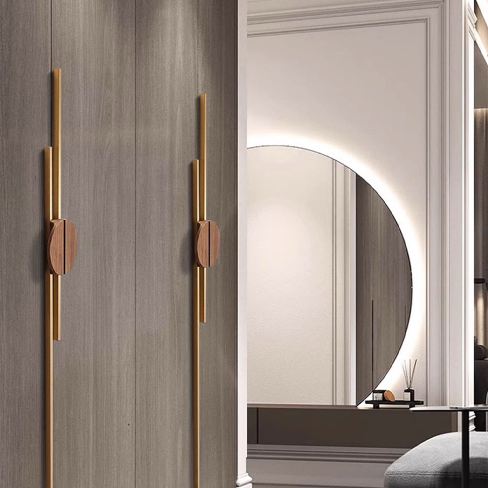 Comforsyco Half Moon Wood Cabinet Pulls with Brass Bar for Wardrobes