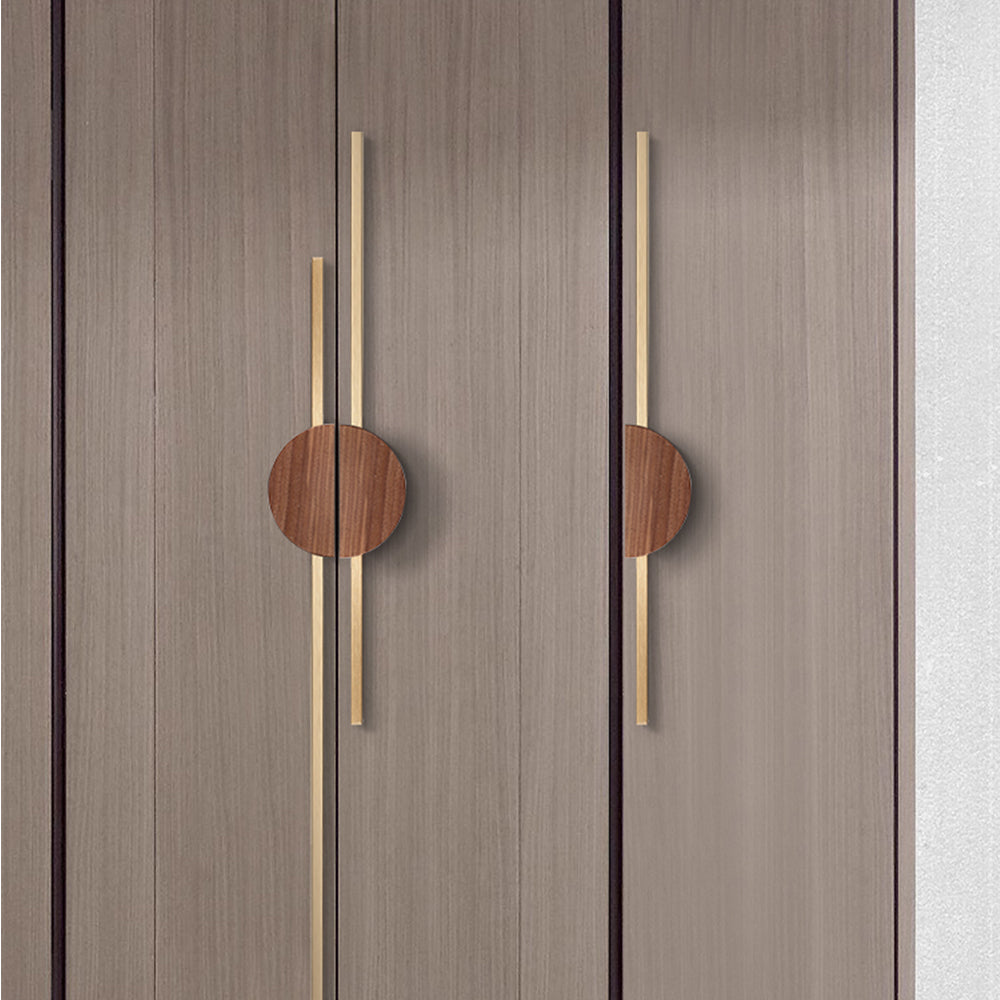 Comforsyco Half Moon Wood Cabinet Pulls with Brass Bar for Wardrobes