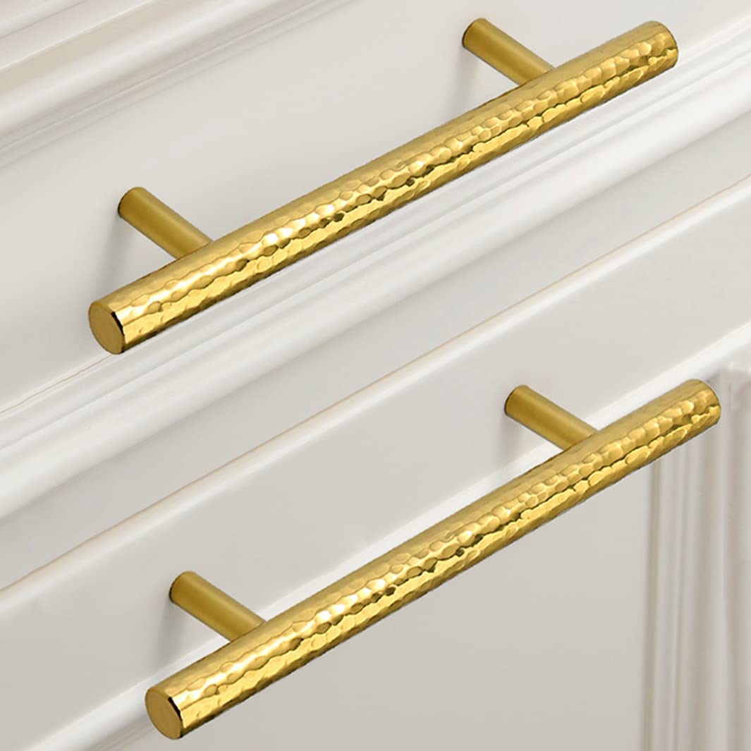 Comforsyco Hammered Round Brass Cabinet Pulls in Gold