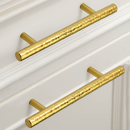 Comforsyco Hammered Round Brass Cabinet Pulls in Gold