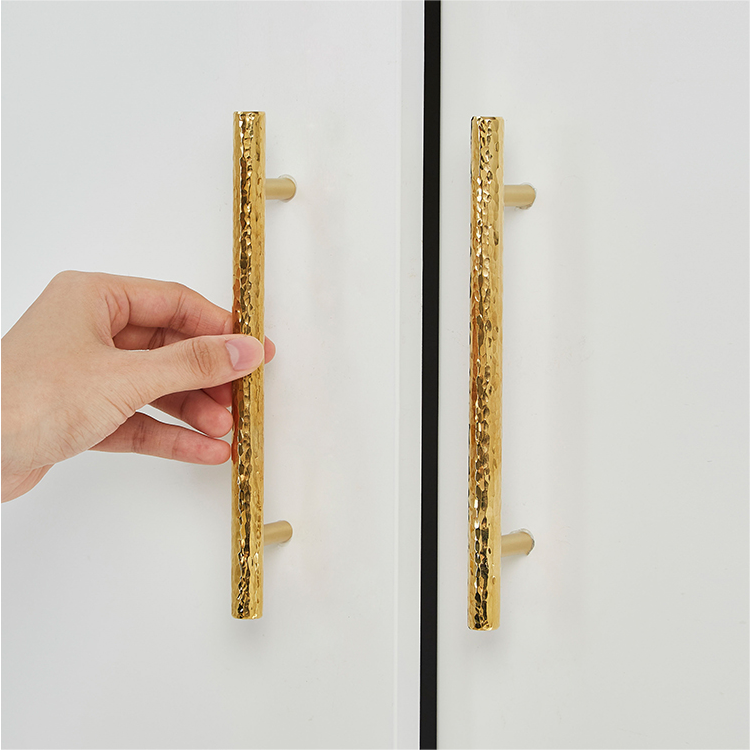 Comforsyco Hammered Round Brass Cabinet Pulls in Gold