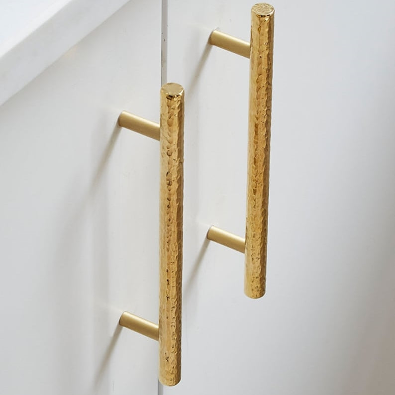 Comforsyco Hammered Round Brass Cabinet Pulls in Gold