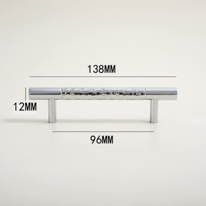 Comforsyco Hammered Silver Cabinet Pulls, Brass Bar Handles