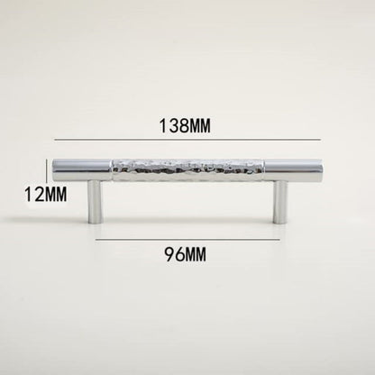 Comforsyco Hammered Silver Cabinet Pulls, Brass Bar Handles