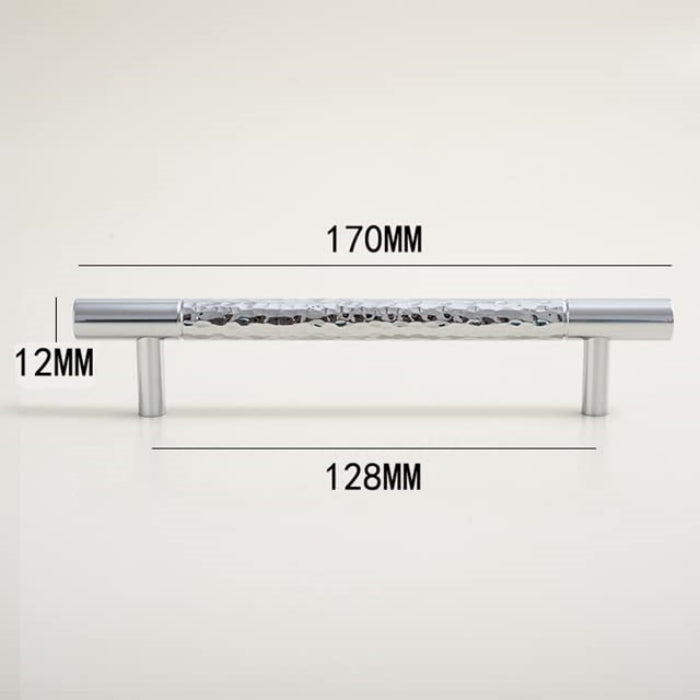 Comforsyco Hammered Silver Cabinet Pulls, Brass Bar Handles