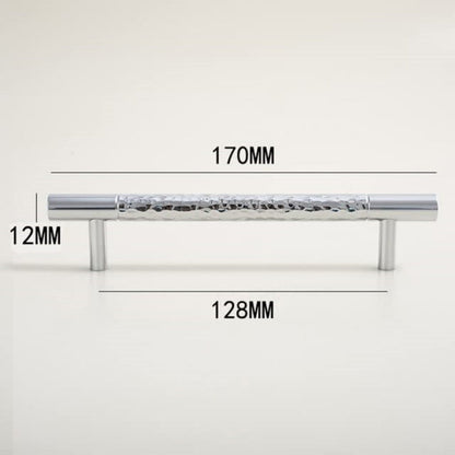 Comforsyco Hammered Silver Cabinet Pulls, Brass Bar Handles